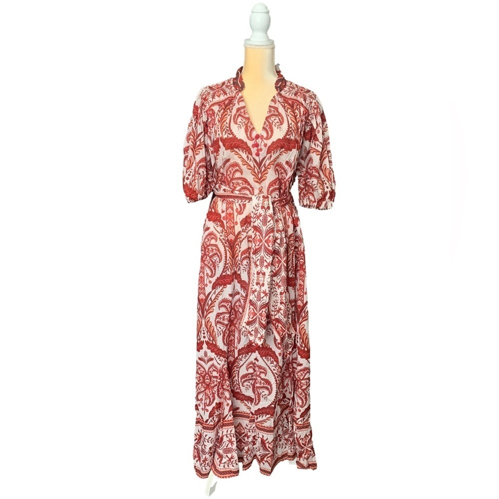 Farm Rio Off White Tropical Cameo Paisley Maxi Dress